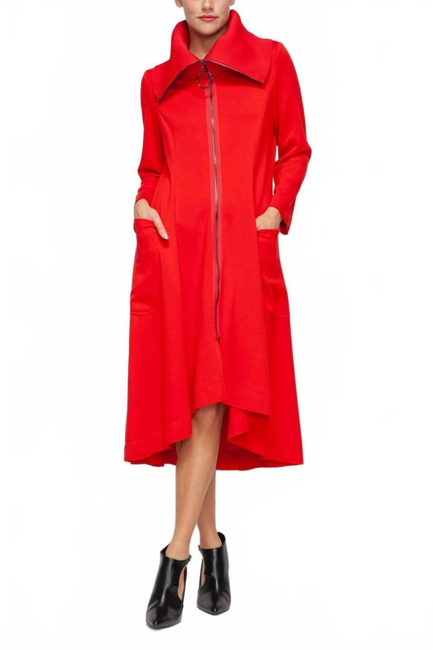 NEW IC COLLECTION wide rip collar high-low jacket in red